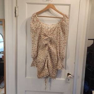 by the way. Floral Mini Dress in Cream and Brown